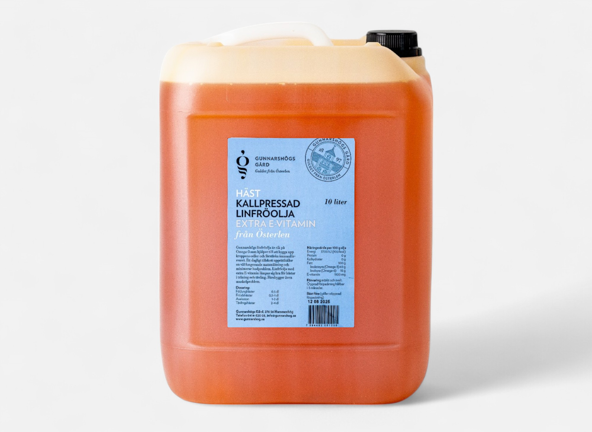 Kallpressad Linfröolja till Häst E-vitamin 10L