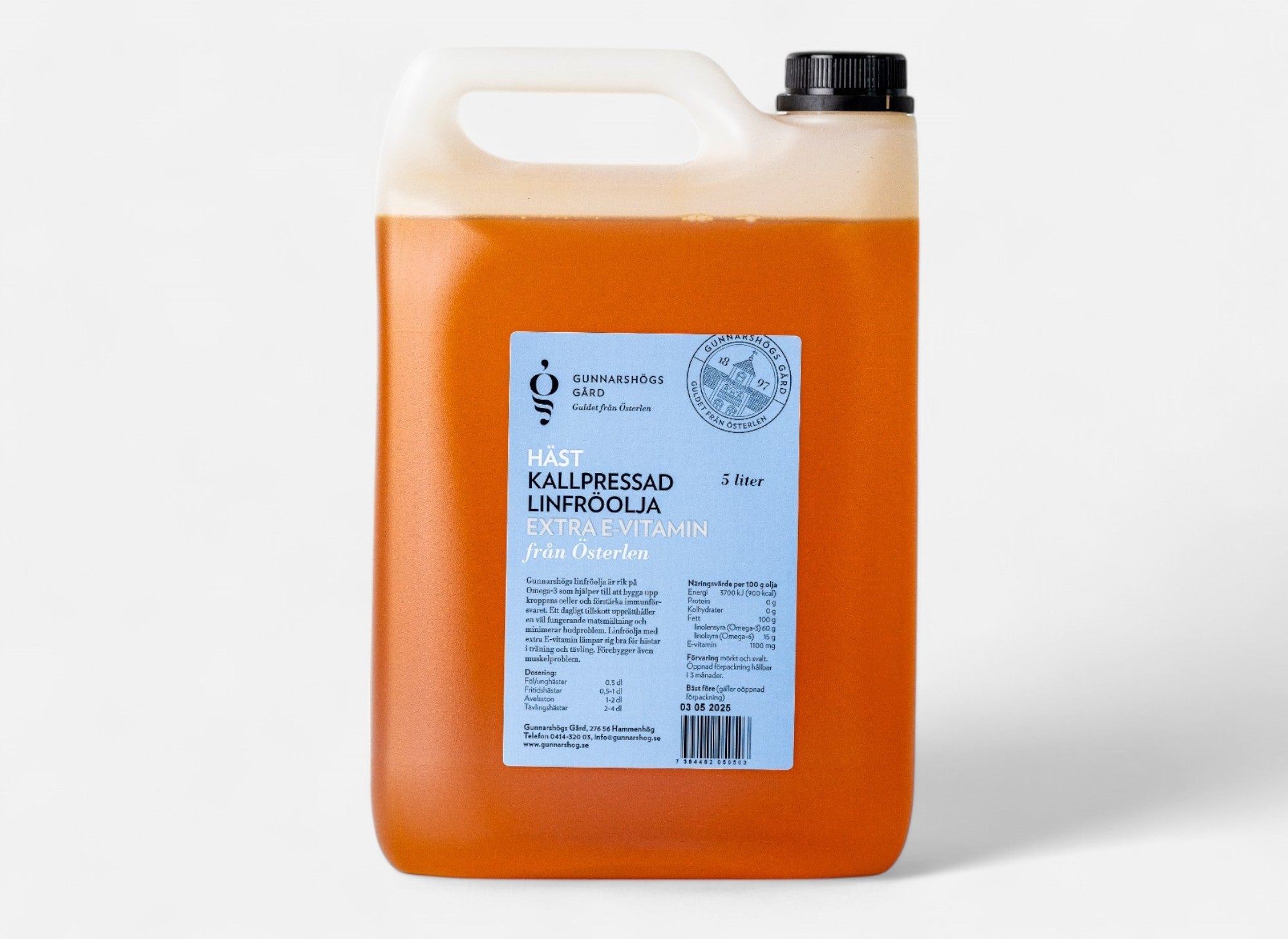 Kallpressad Linfröolja till Häst 5L